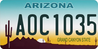 AZ license plate AOC1035