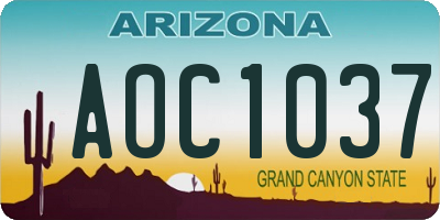 AZ license plate AOC1037