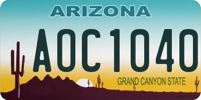 AZ license plate AOC1040