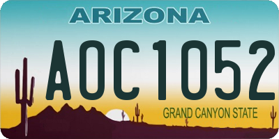 AZ license plate AOC1052