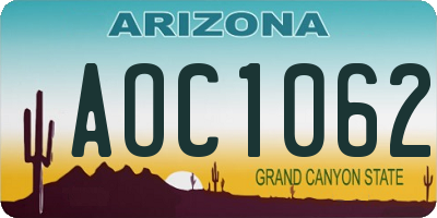 AZ license plate AOC1062
