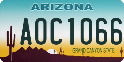 AZ license plate AOC1066