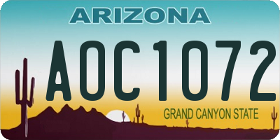 AZ license plate AOC1072