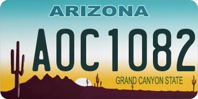 AZ license plate AOC1082