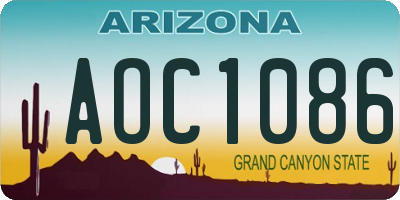 AZ license plate AOC1086