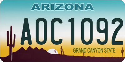 AZ license plate AOC1092