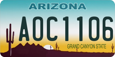 AZ license plate AOC1106