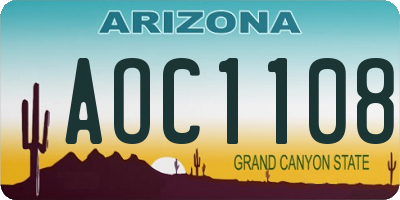 AZ license plate AOC1108