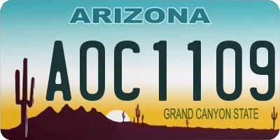 AZ license plate AOC1109