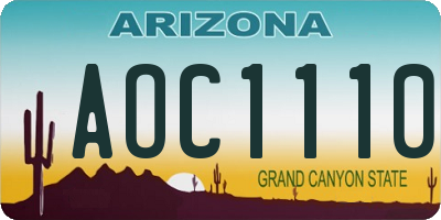 AZ license plate AOC1110