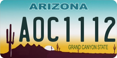 AZ license plate AOC1112