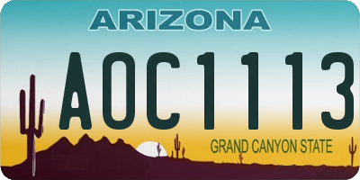 AZ license plate AOC1113