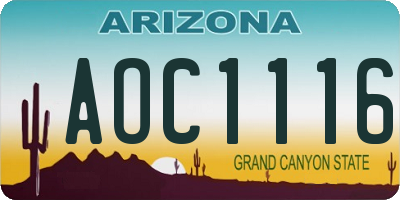 AZ license plate AOC1116