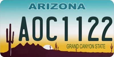 AZ license plate AOC1122
