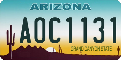 AZ license plate AOC1131