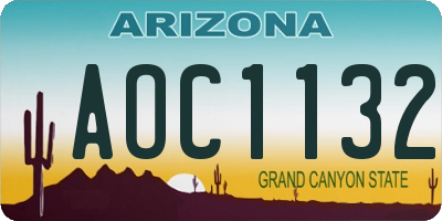 AZ license plate AOC1132