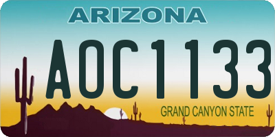 AZ license plate AOC1133