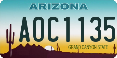 AZ license plate AOC1135