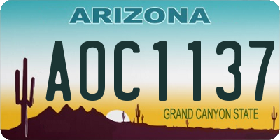 AZ license plate AOC1137