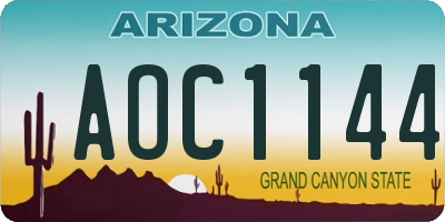 AZ license plate AOC1144