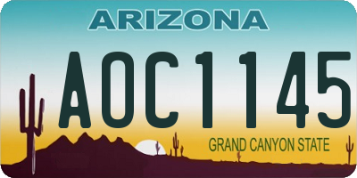 AZ license plate AOC1145