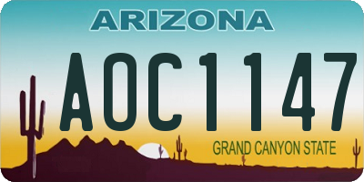 AZ license plate AOC1147