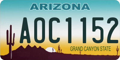 AZ license plate AOC1152