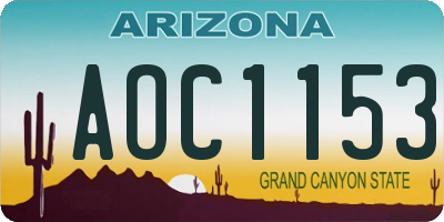 AZ license plate AOC1153