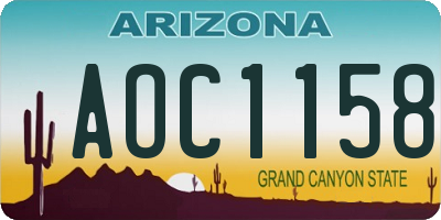 AZ license plate AOC1158