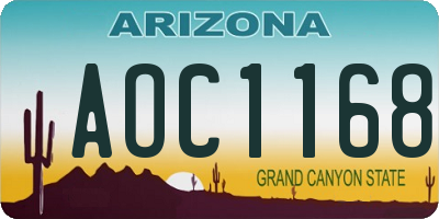 AZ license plate AOC1168