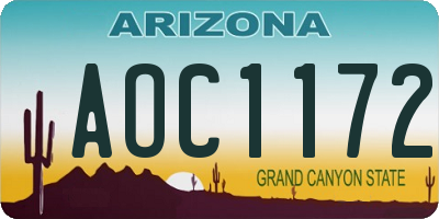 AZ license plate AOC1172
