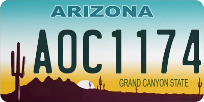 AZ license plate AOC1174