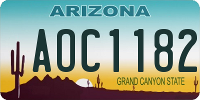 AZ license plate AOC1182