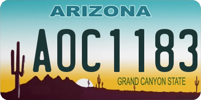 AZ license plate AOC1183