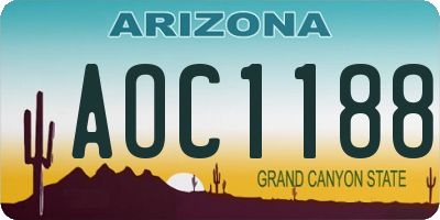AZ license plate AOC1188