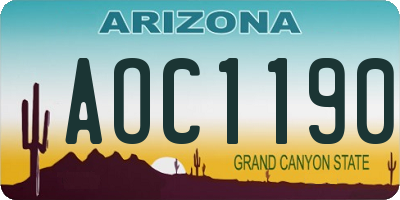 AZ license plate AOC1190