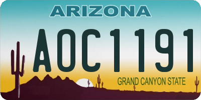 AZ license plate AOC1191