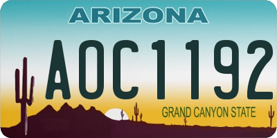 AZ license plate AOC1192
