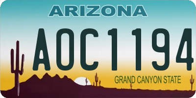 AZ license plate AOC1194