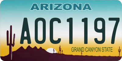 AZ license plate AOC1197