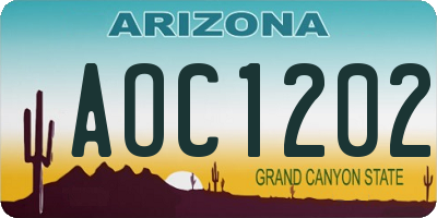 AZ license plate AOC1202