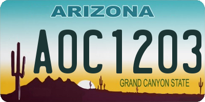 AZ license plate AOC1203
