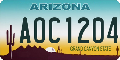 AZ license plate AOC1204
