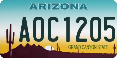 AZ license plate AOC1205