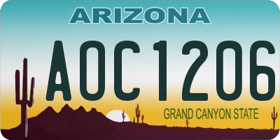 AZ license plate AOC1206