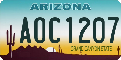 AZ license plate AOC1207