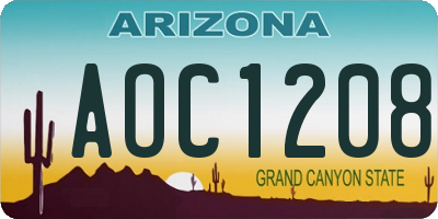 AZ license plate AOC1208