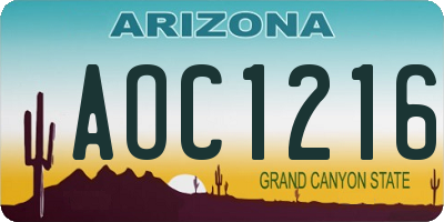 AZ license plate AOC1216