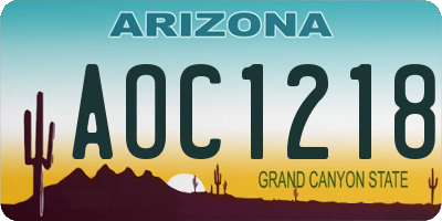AZ license plate AOC1218