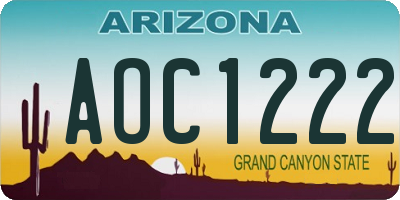 AZ license plate AOC1222